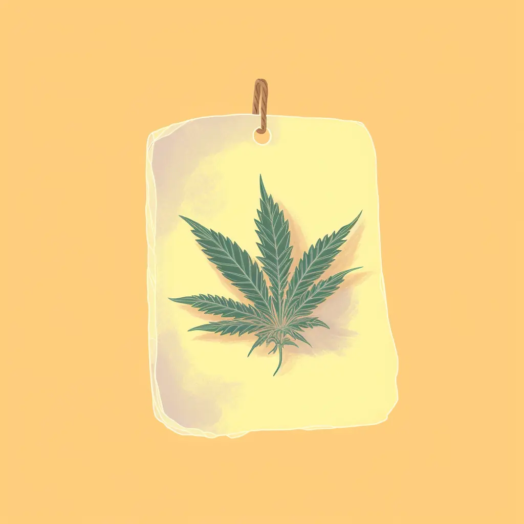 Cannabisblatt in Pastellfarben mit Preisschild: Ein interessanter Ansatz für eine Studie Ein Preislabel mit einem Marihuanablatt: Die Erfolgsstory der Cannabis-Social-Clubs in Göttingen
