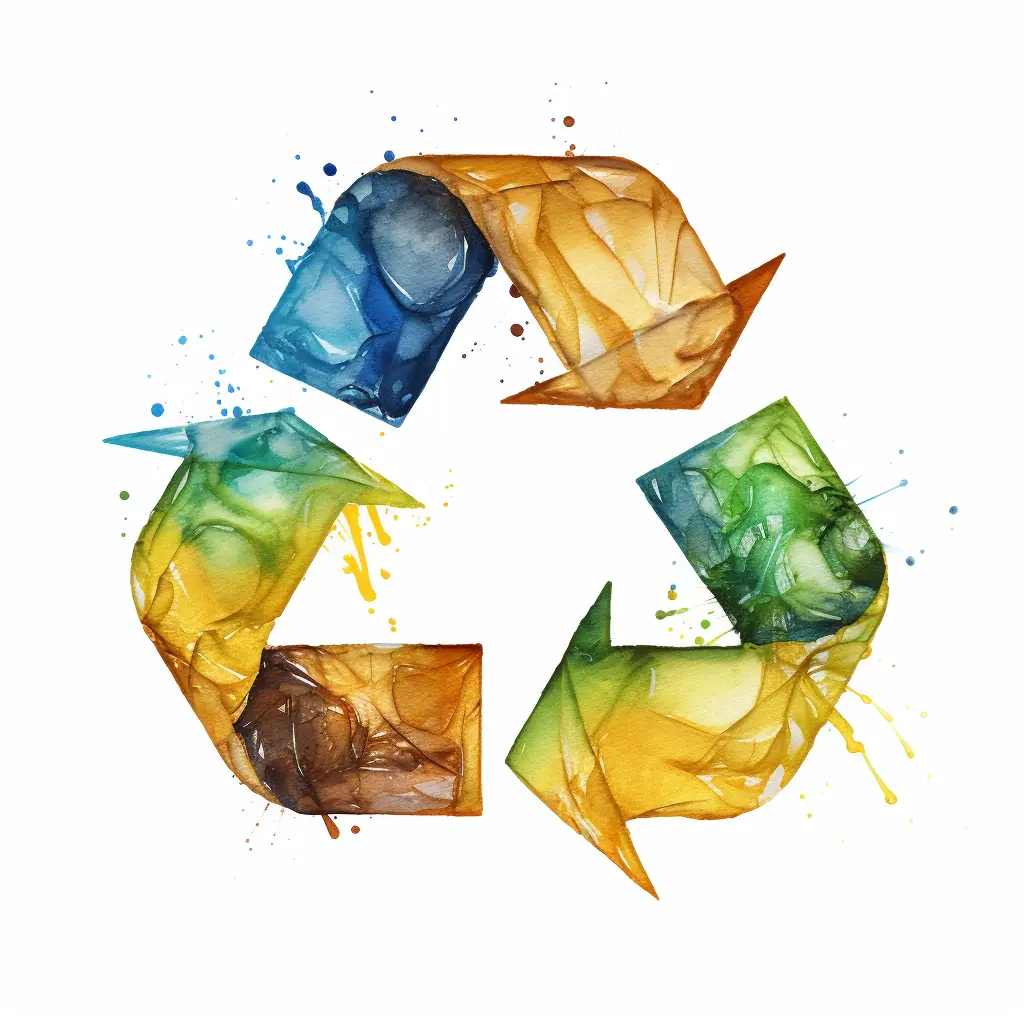 Ein Recycling-Symbol in sanften Tönen - eine semirealistische Gestaltung Eine Recycling-Symbol auf beigem Grund